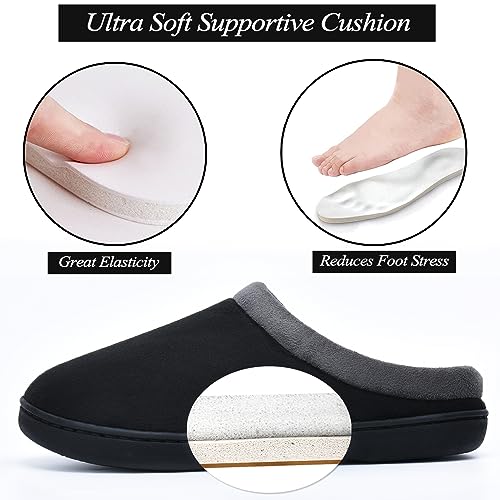 Memory Foam Mens Slippers Slip-On Comfy House Slippers for Men Indoor Outdoor Non-Slip Warm Winter Men’s Bedroom Slippers ...