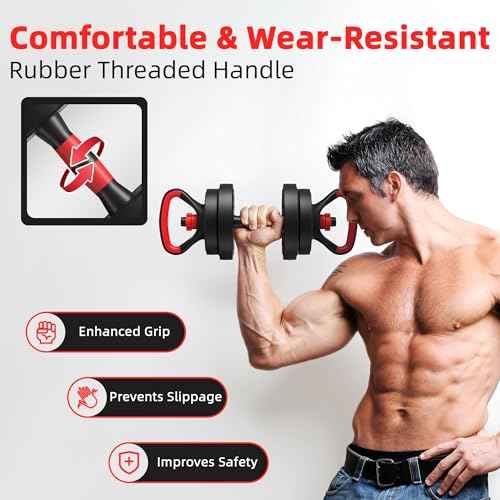Fitvids Multi-Functional Portable Changeable Dumbbell and Barbell Kettlebell Set - Adjustable Weights