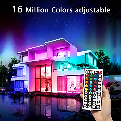 DAYBETTER Led Lights Color Changing Led Strip Lights with Remote Controller 60 ft, 2 Rolls of 30 ft Led Lighting for Bedro...