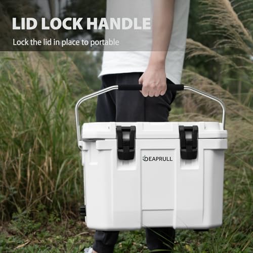 Hard Cooler, Insulated Ice Chest Box Holds Ice for More Days, Portable Cooler with Handle, Cup Holders, Double Latches for...