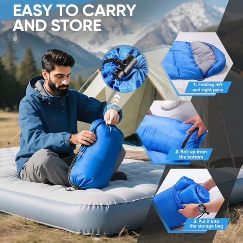 OBTANIM Sleeping Bags Portable Waterproof Camping Sleeping Bag for Adults Kids 4 Seasons Cold Weather or Warm Backpacking ...