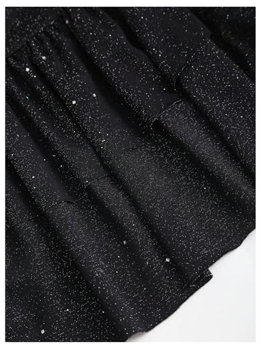 Floerns Women's Rhinestone Strapless Tube Dress Ruched Layered Ruffle Party Mini Dresses