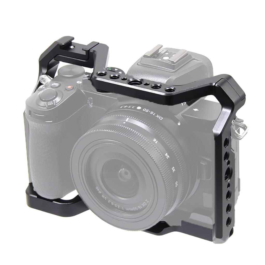 Novelgoal Aluminum Alloy Camera Cage Compatible With Nikon Z50 Protection Frame With Cold Shoe Mount 1/4 3/8 Threads Dslr Access