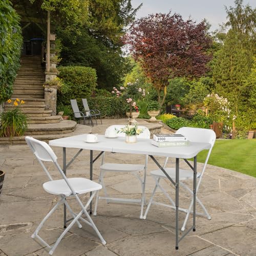 EDEBIBY 120CZ Folding Table Portable Small Table Semi Practical Table Small Indoor and Outdoor Adjustable Height with Hand...
