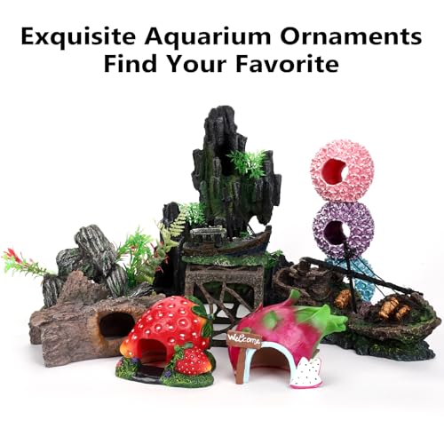 Hygger CO2 Small Boat Aquarium Decorations Resin - Sunken Shipwreck Fish Tank Ornament for Aquatic Adventure Scene-Approx....