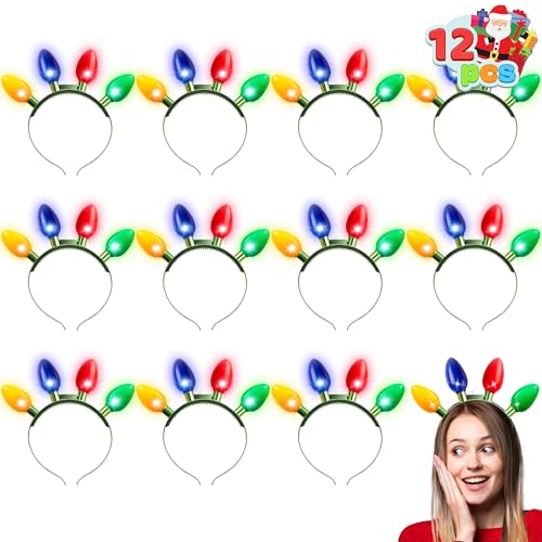JOYIN Christmas LED Headband Light Up Bulb with 4 Colorful LED Bulbs for Adults Christmas Party Supplies Xmas Accessories