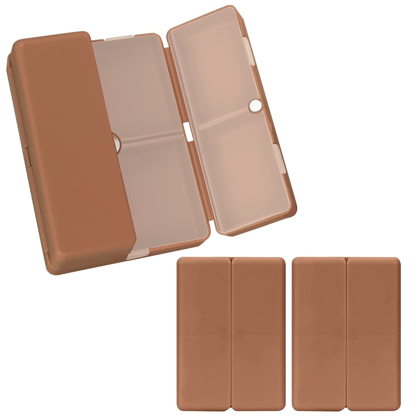 FYY Daily Pill Organizer,2 Pcs 7 Compartments Portable Pill Case Travel Pill Organizer,[Folding Design] Pill Box for Purse Pocket to Hold Vitamins,Cod Liver Oil,Supplements and Medication-Brown