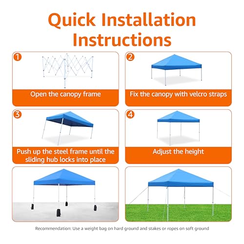 Amazon Basics Outdoor Pop Up 10 x 10 Canopy Tent for Events, Portable with Easy Setup, Includes Wheeled Carry Bag, 8 Pegs,...