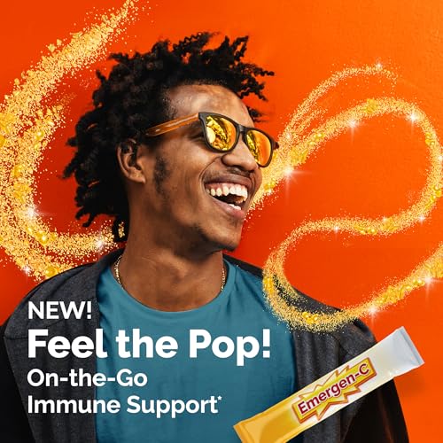Emergen-C Crystals, On-the-Go Emergen-C Immune Support Supplement with Vitamin C, B Vitamins, Zinc and Manganese, Orange V...