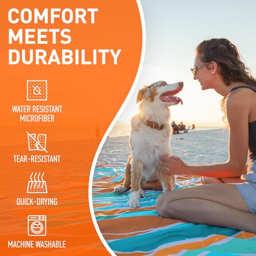 Everlasting Comfort Large Beach Blanket Waterproof & Sandproof - 128” x 108” /10.7ft x 9ft - Lightweight Picnic Mat, Campi...