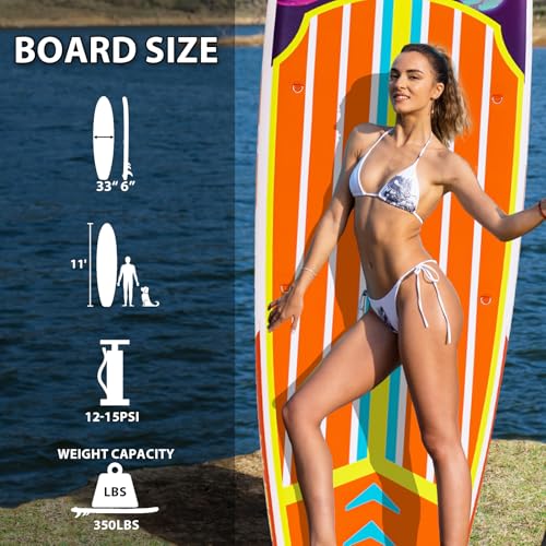WHDCYD Inflatable Stand Up Paddle Board 11' × 33" × 6", Yoga Board with Durable SUP Accessories for Adults & Youth, Versat...