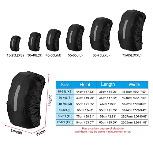 PATIKIL Waterproof Backpack Rain Cover, Non-Slip Backpack Cover with Vertical Reflective Strap Stay Dry for Hiking, Campin...