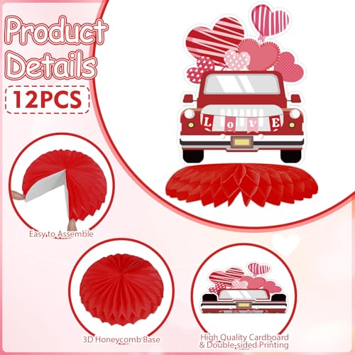 ZCPTZ 12Pcs Valentine‘s Day Honeycomb Centerpieces Pink Red Valentine Table Centerpiece Decorations for Valentine Party Su...