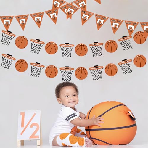 Yancan Basketball Party Decorations, Basketball Game Sports Theme Party Banner for Boy Birthday Party Supplies