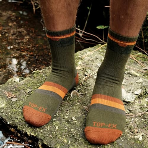 TOP-EX DryKnit™ Waterproof Merino Wool Socks for Men & Women, Breathable, Hiking, Camping and All Winter Activities –Crew