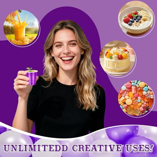 Pineburg 100 Pack 2oz Carnival Plastic Shot Cups, Purple Plastic Shot Glasses, Mini Disposable Cups for Parties Valentine'...