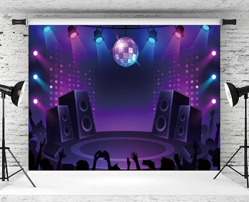 5x4ft Stage Backdrop Night Spotlight Lets Glow Neon Lights Dancing Platform Photography Background Let’s Glow Party Banner...