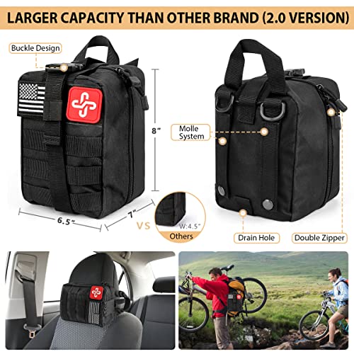 Survival Kit, 250Pcs Survival Gear First Aid Kit with Molle System Compatible Bag and Emergency Tent, Emergency Kit for Ea...