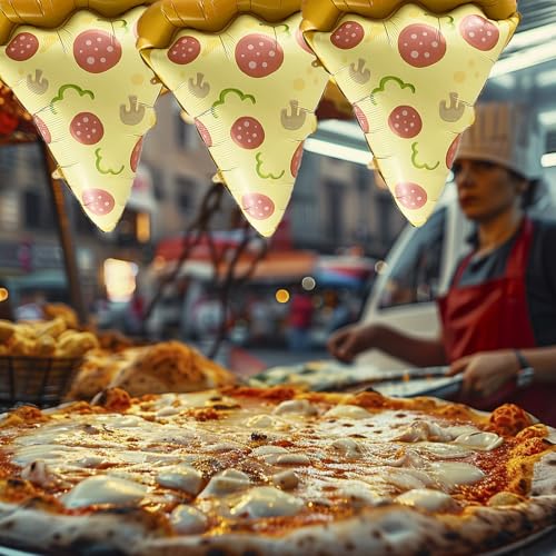 6Pcs Pizza Balloons 23" Pizza Slice Shaped Mylar Balloons Pizza Slice Foil Party Balloons for Pizza Theme Party, Pizza Bir...