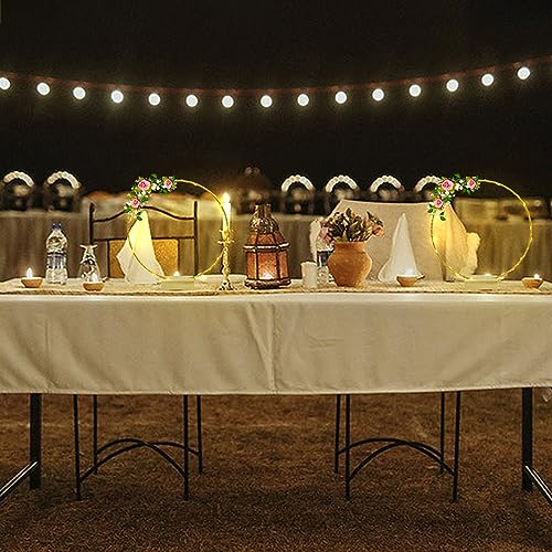 Centerpiece Table Decorations 10Pcs 12 Inch,Metal Floral Hoop Wedding centerpieces for Tables with Lights.Wreath Gold Hoop...