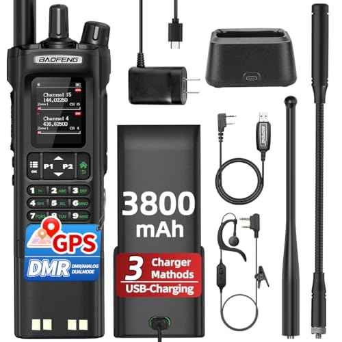 BAOFENG DM-32 DMR Radio Long Range Rechargeable Walkie Talkies UV32 5RM K5 Handheld Two Way Radio NOAA Weather Radio with 3800mAh Battery USB-C Charging GPS,Copy Frequency for Hunting Survival Gear