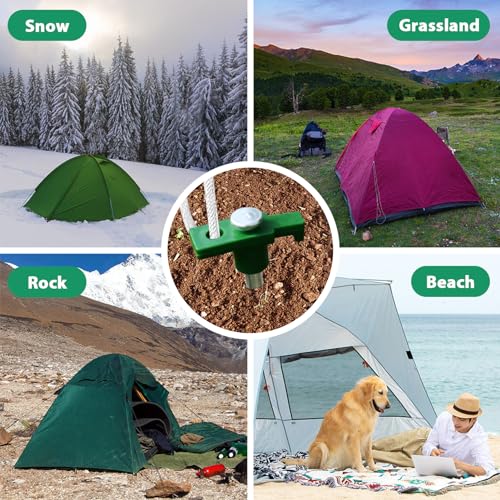 Eurmax USA Galvanized Non-Rust Camping Family Tent Pop Up Tent Stakes Canopy Anchors Heavy Duty 10pc-Pack, with 4x10ft Rop...