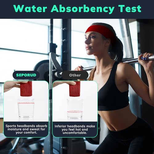 Sweatbands Sports Headband for Men & Women - Terry Cloth Moisture-Wicking Sports Towel Headband for Tennis, Basketball, Ru...