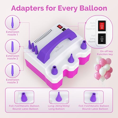 ETENWOLF Electric Balloon Pump for All Balloons 110V 600W Balloon Blower for Party Metalic Latex 260q Foil Balloons, Ballo...
