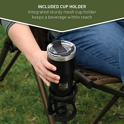 Timber Ridge Bungee Folding Camping Chairs for Adults, Heavy Duty Collapsible Padded Chair with Armrests Cup Holder, Folda...