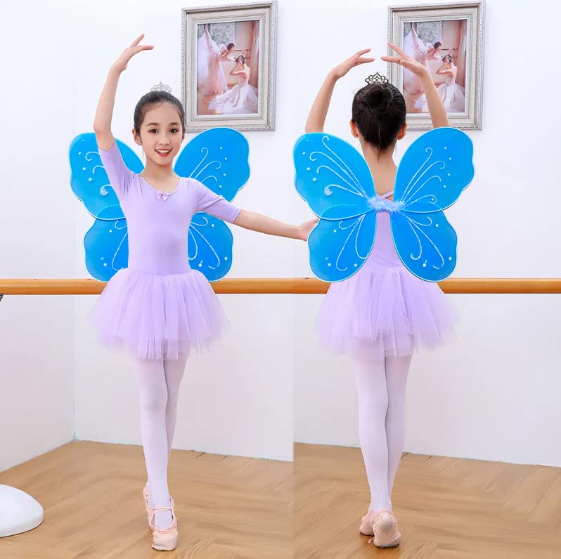 NENMATTE Fairy Girls Wings for Kids,Sparkle Angel Wings Butterfly Wing for Birhday Party Halloween Costume Dress Up for Kids Women (Blue)