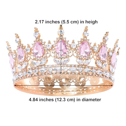 Feltent Pink Queen Crown for Women Crystal Tiara for Women Rhinestone Wedding Headband for Bride Hair Accessories for Cost...