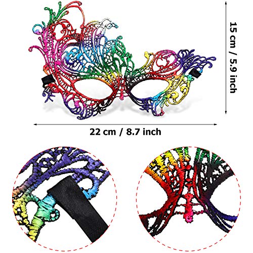 JOVITEC 10 pcs Multicolored Masquerade Masks for Women Lace Venetian Masks Halloween Carnival Mari Grass Costume Party