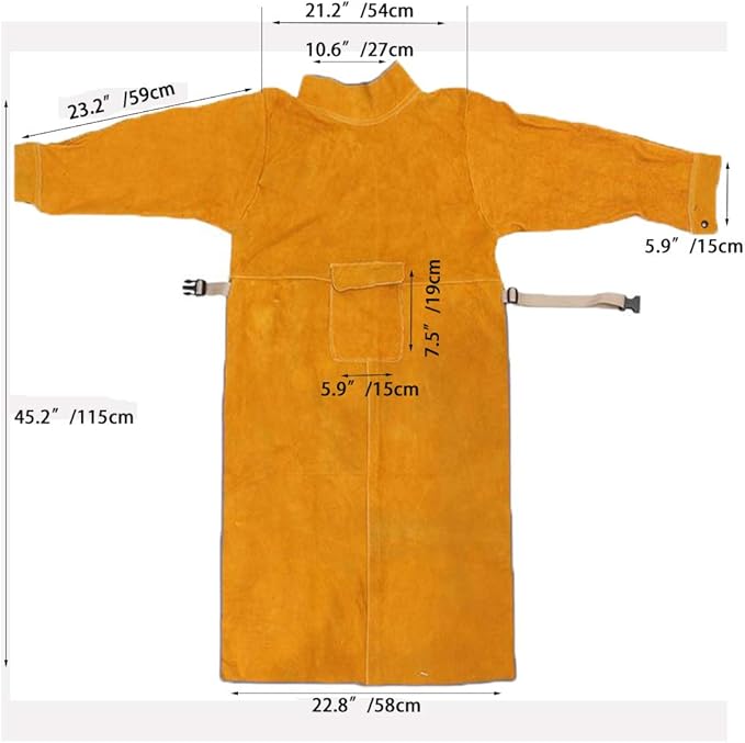 Leather Welding Apron with Sleeves,Heavy Duty Welding Jacket,Heat Flame Resistant Welder Apron for Men