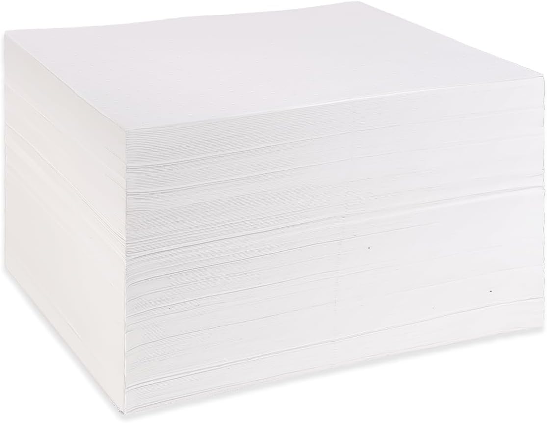 PONO 200 Pcs Oil Absorbent Pads, 15x20 in White Heavy Weight Oil-Only Absorbent Pad,Used for Oil Spill Cleaning in Garage Workshop, Reusable, Washable, Durable