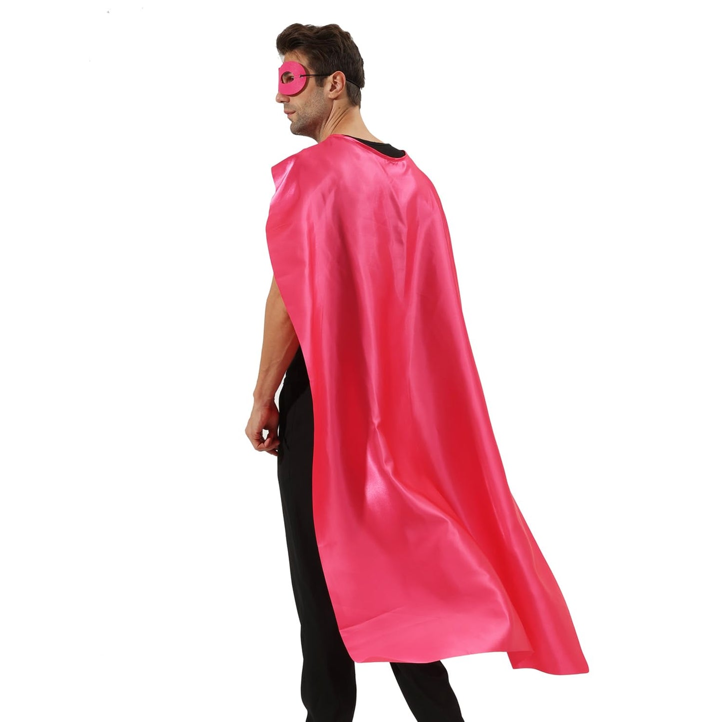 Kidsfere Adults Superhero Cape and Mask for Man Woman Halloween Vampire Cape Costume (Hot Pink)