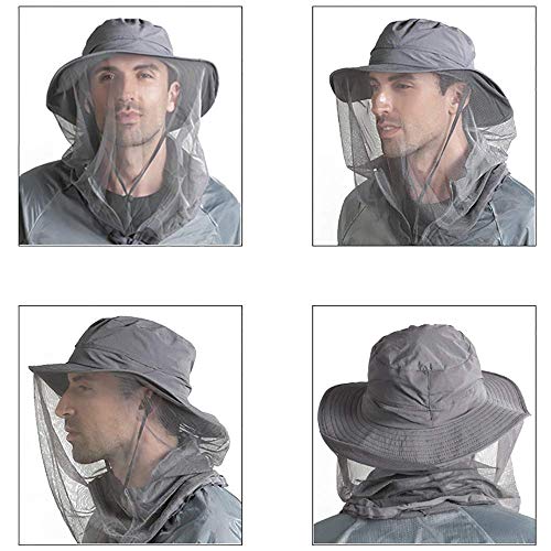 Peicees 2Pcs Head Net Hats for Men Women Adventure Fishing Hat Safari Hat for Hunting Camping Hiking, Blue and Dark Gray