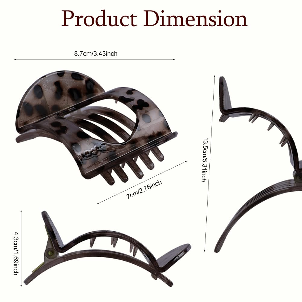 6Pcs Flat Hair Clips for Women,Volume Flat Top Round Green Clip for Thick or Thin Hair,Picura Large Hair Claw Clips Strong Hold