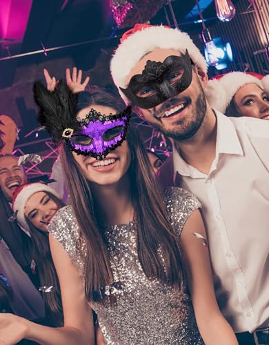 SIQUK Couple Masquerade Masks Set Venetian Party Mask Costume Mask
