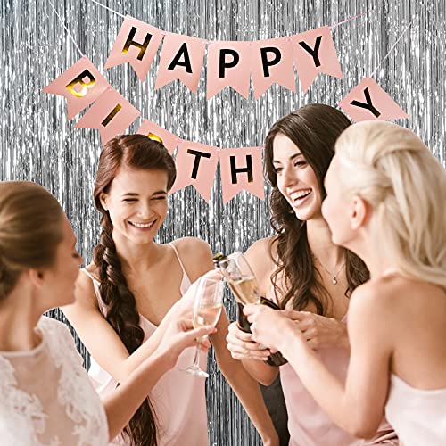 5 Pack Foil Curtain Backdrop Silver Metallic Tinsel Foil Fringe Curtains Photo Booth Props for Birthday Wedding Engagement...