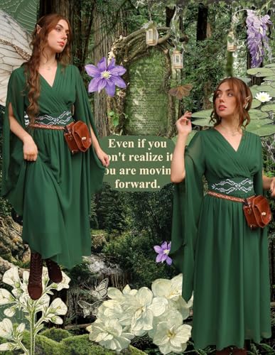 Scarlet Darkness Women's Renaissance Costume Wrap V Neck Medieval Dress Split Bell Sleeve Embroidery Fairy Dresses