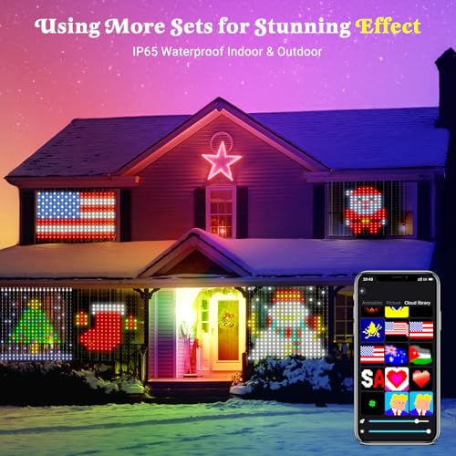 Ariswill Smart Curtain Lights 400 LED, Color Changing Curtain Lights 6.6ft*6.6ft with APP&Remote,Dynamic DIY Fairy String ...