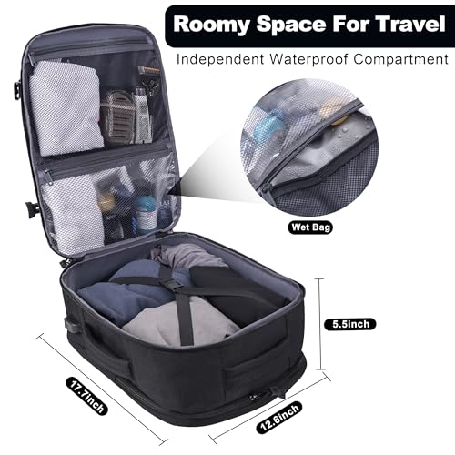MOZETO TSA Approved Carry On Backpack, Extra Large Tactical Travel Backpack for Men, Airplane Approved Weekender Bag, Wate...