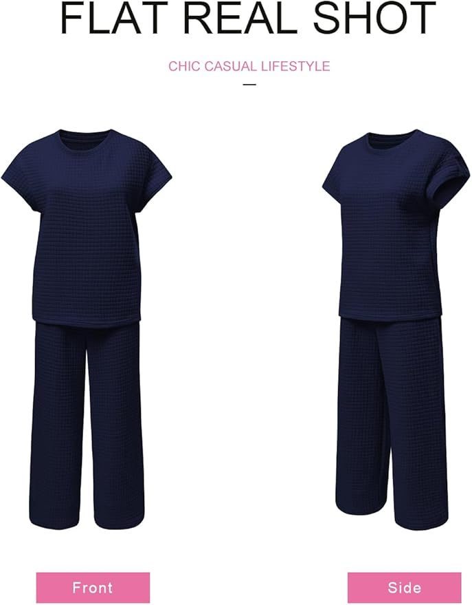 SHEWIN Womens Two Piece Fall Outfits Sweatsuits Casual Pullover Tops and Wide Leg Sweatpant Lounge Sets