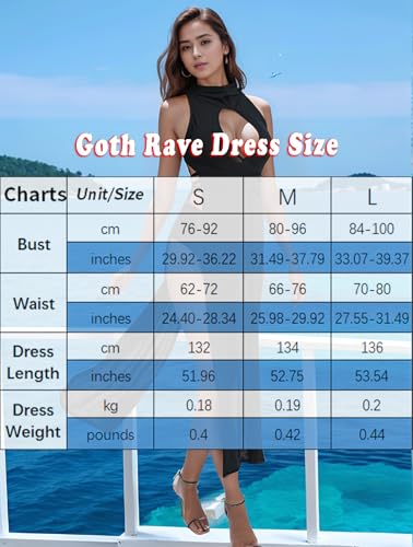 Aucute Sexy Goth Outfit for Women, Sheer Sleeveless Punk Streetwear Rave Festival Dress, Hollow Out Split Hooded Dresses