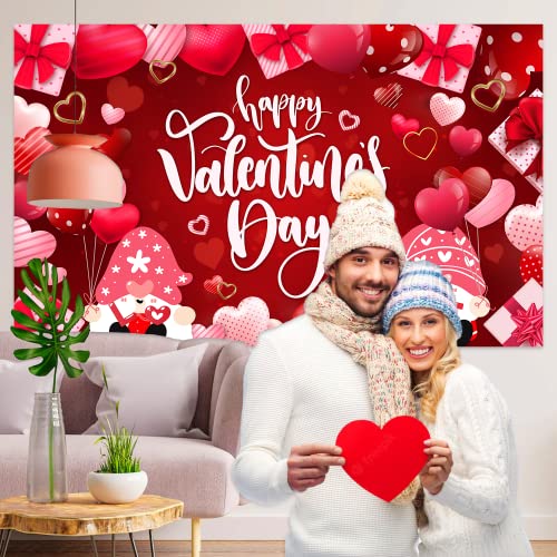 Large 71" X 43" Valentine's Day Backdrop, Red Pink Photography Background for Happy Valentine Party Decorations and Banner