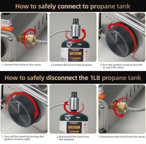 GasBRUH Propane or Butane Stove with Windblocker,Dual Fuel 10000BTU Stainless Steel Portable Camping Stove with CarryCase,...