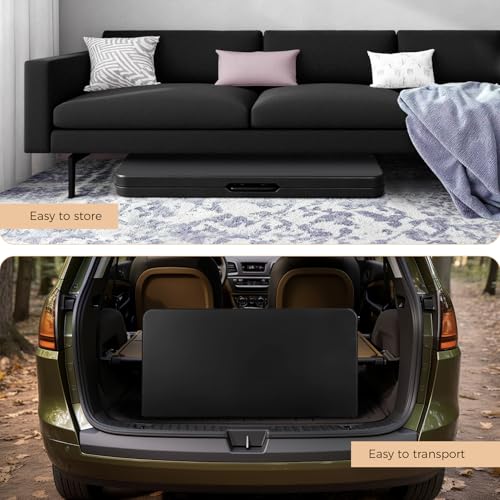 pollilar 34" Folding Card Table Square Foldable Table Plastic Portable with Detachable Legs, Dual Height Adjustable, Heav...