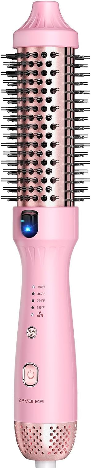 Thermal Brush for Blowout Look, Zavarea CarePro 1.5 Inch Negative Ion Thermal Brush, Heated Styling Tool with Cool-Air Tech for
