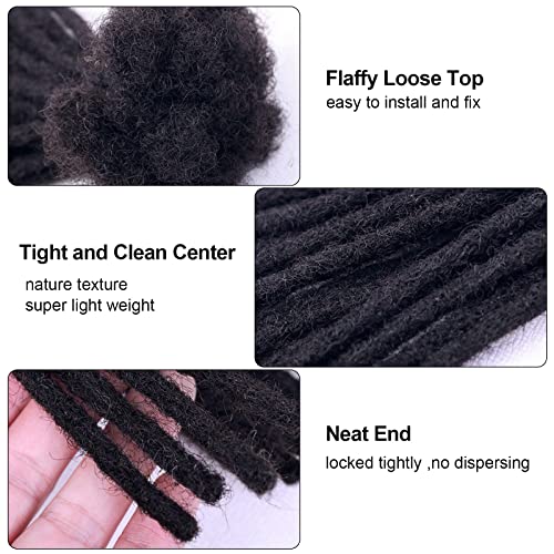 100% Human Hair Dreadlock Extensions for Men/Women, 0.6cm Thickness 16 Inch 30 Strands Full Handmade Can be Dyed and Bleached Permanent Loc Extensions Human Hair Natural Black
