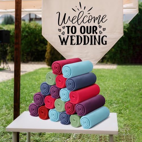 24 Packs Fleece Throw Blanket Soft Warm Lightweight Fleece Blanket Cozy Throw Bulk for Bed Couch Sofa Home Office Wedding ...